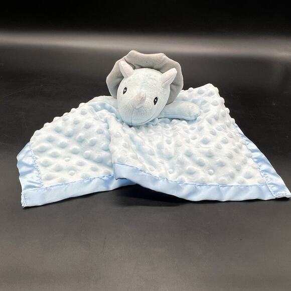 Pro Goleem Blue Triceratops Lovey Security Blanket Plush Dots Minky Satin Trim - Picture 6 of 10